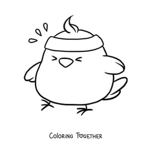 Coloring page of a sporty kawaii chick