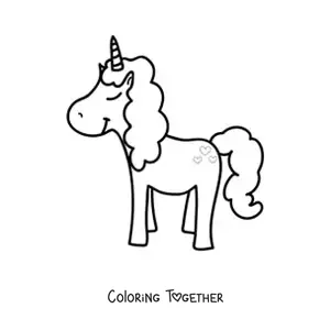 Coloring page of a pretty unicorn
