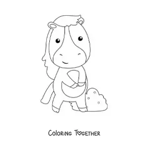 Coloring page of a kawaii horse