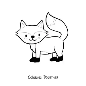 Coloring page of a kawaii fox