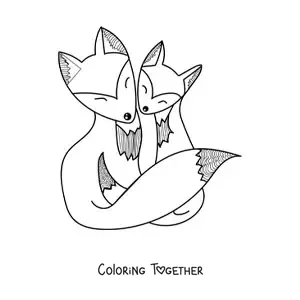Coloring page of a pair of foxes