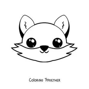Coloring page of a kawaii fox face