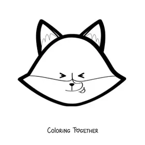 Coloring page of a cartoon fox face