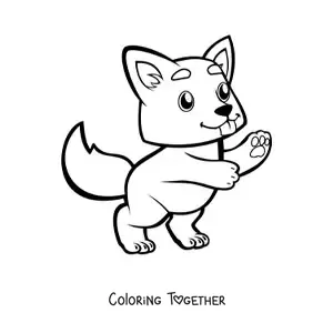Coloring page of a kawaii baby wolf