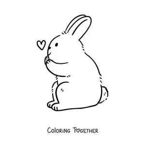 Coloring page of a rabbit with a heart