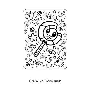 Coloring page of a kawaii lollipop