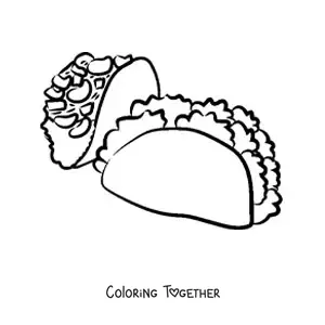 Coloring page of two tacos