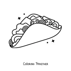Coloring page of a taco