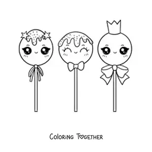 Coloring page of kawaii lollipops