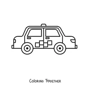 Coloring page of a taxi
