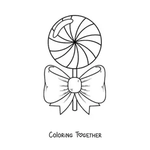 Coloring page of a lollipop with a big bow