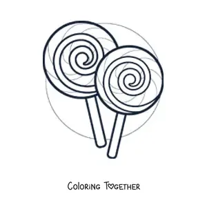 Coloring page of two spiral lollipops