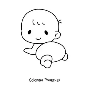 Coloring page of a baby in diapers crawling
