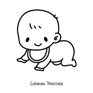 Coloring page of a crawling baby