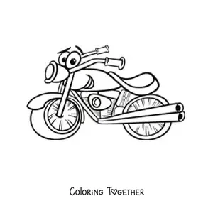 Coloring page of a cartoon motorcycle