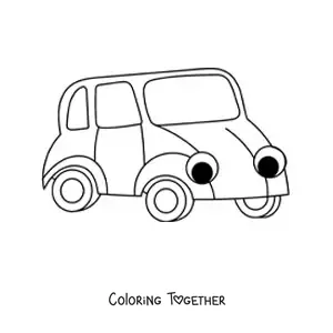 Coloring page of an easy kawaii car