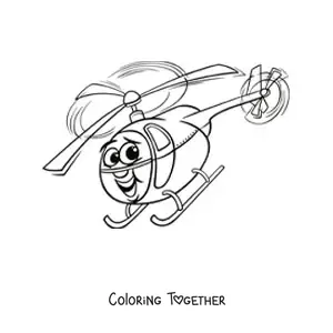 Coloring page of a cartoon helicopter