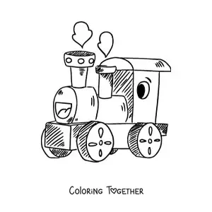 Coloring page of a cartoon train