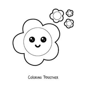 Coloring page of big kawaii flowers