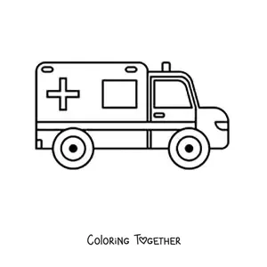 Coloring page of an ambulance