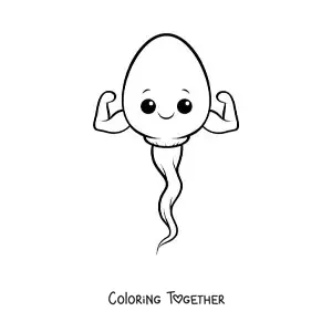 Coloring page of a kawaii sperm cell