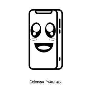 Coloring page of an easy kawaii smartphone