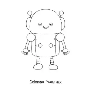 Coloring page of a kawaii robot