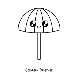Coloring page of a big kawaii umbrella