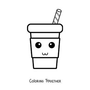 Coloring page of a cartoon plastic cup