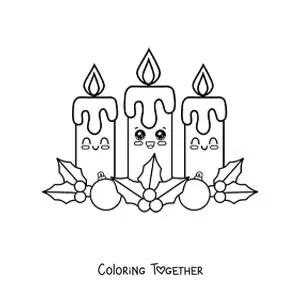 Coloring page of kawaii Advent candles