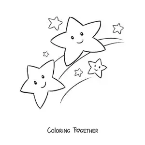 Coloring page of cartoon shooting stars