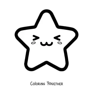 Coloring page of a cartoon kawaii star