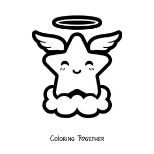 Coloring page of a kawaii angel star