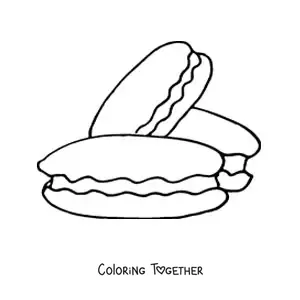 Coloring page of three filled cookies