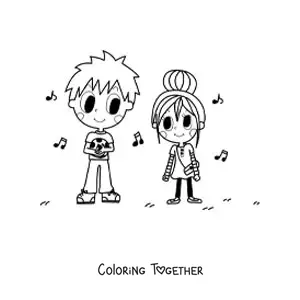 Coloring page of a pair of soccer players