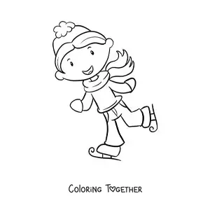 Coloring page of a boy ice skating