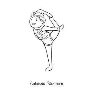 Coloring page of rhythmic gymnastics