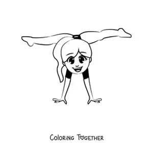 Coloring page of a girl doing gymnastics