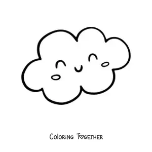 Coloring page of a big kawaii cloud