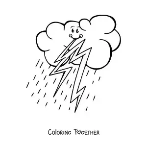 Coloring page of a kawaii storm