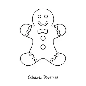 Coloring page of a gingerbread man with his arms stretched out