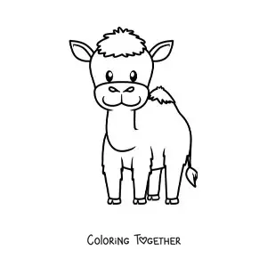 Coloring page of an animated dromedary