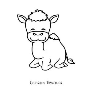 Coloring page of a happy animated dromedary