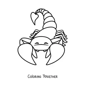 Coloring page of an animated desert scorpion