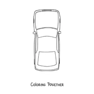 Coloring page of a car seen from above