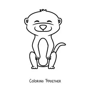 Coloring page of an animated meerkat