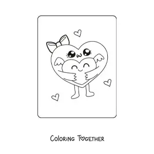 Coloring page of kawaii animated hearts