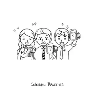 Coloring page of a New Year's toast
