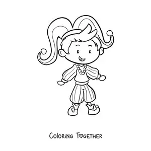 Coloring page of a boy in a Carnival costume
