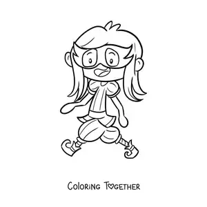 Coloring page of a girl with a mask parading at Carnival